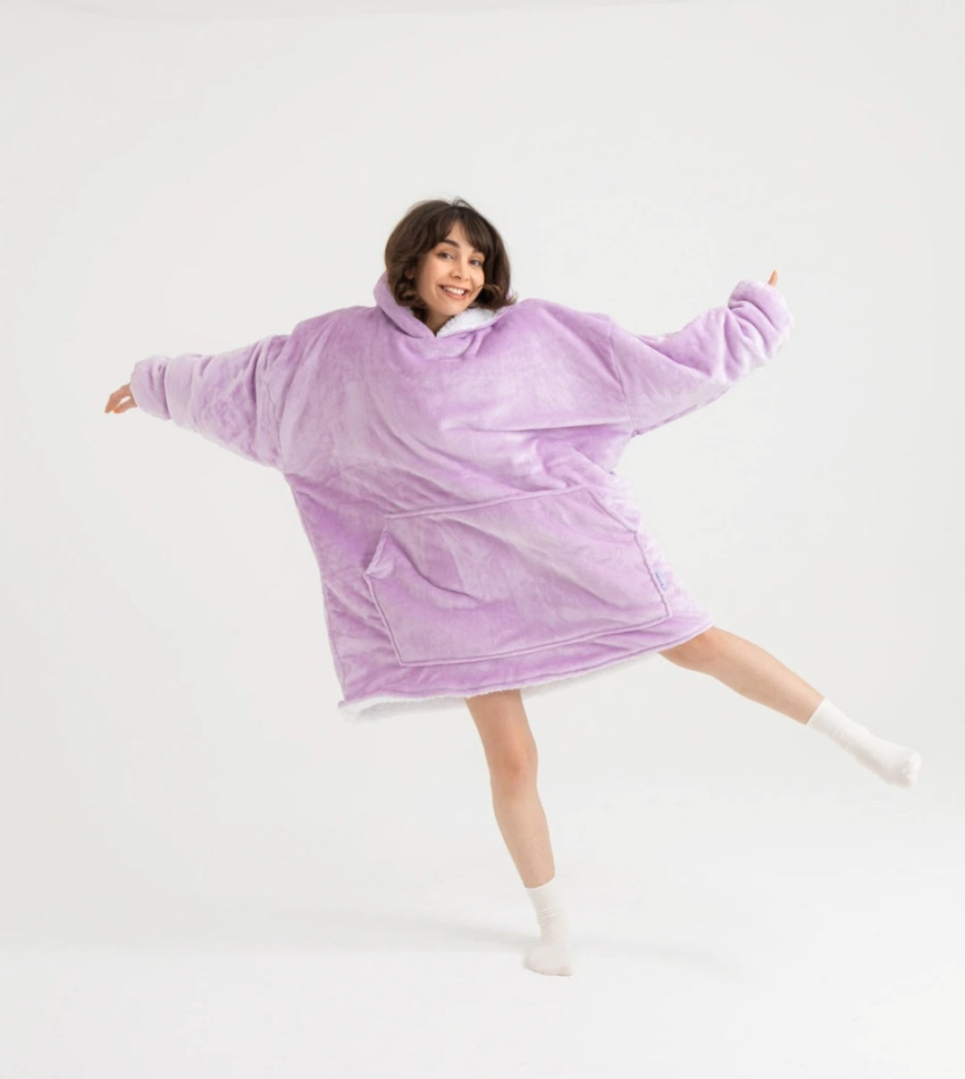 Winter Warm Soft Velour Hoodie Blanket Pocket Big Soft Robe Bathrobe Sweatshirt