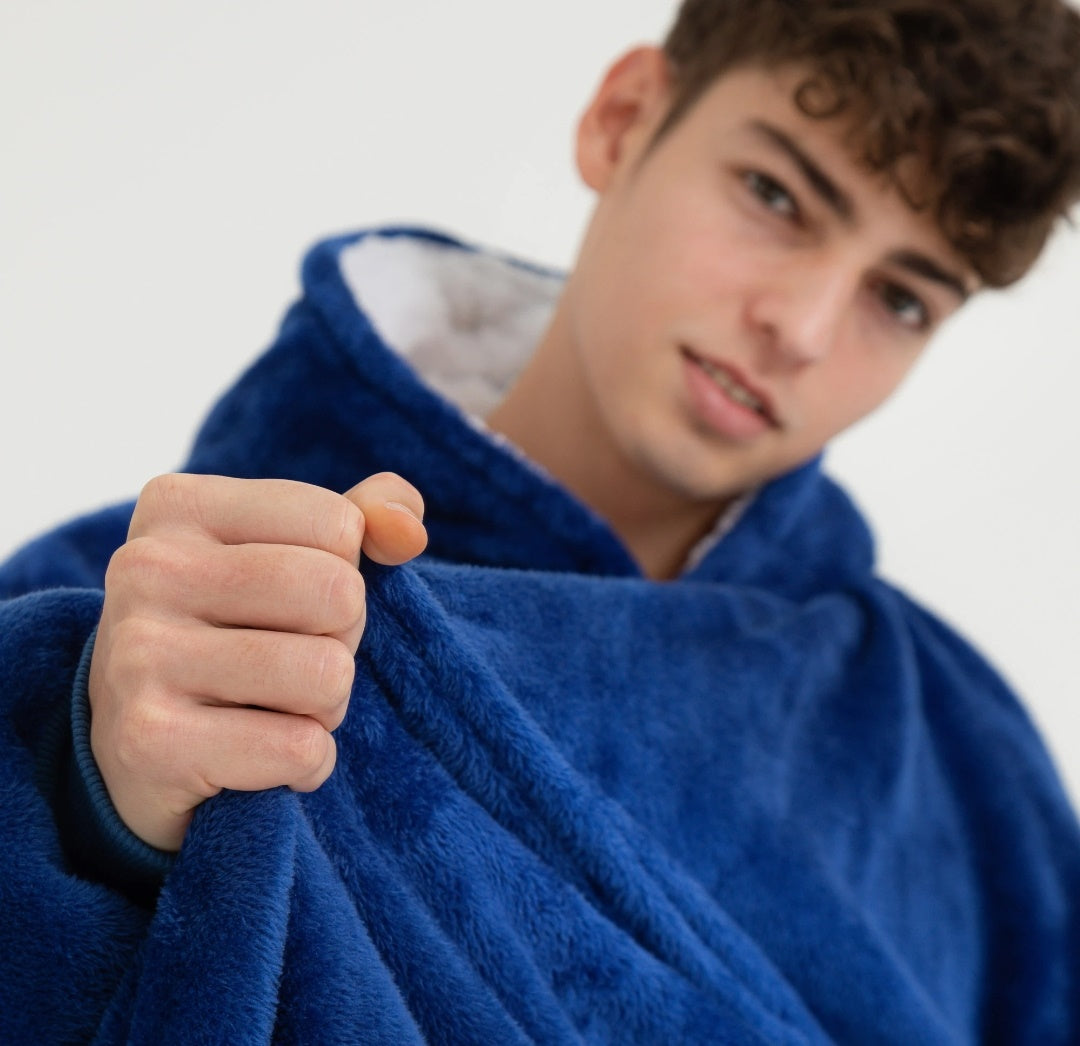 Winter Warm Soft Velour Hoodie Blanket Pocket Big Soft Robe Bathrobe Sweatshirt