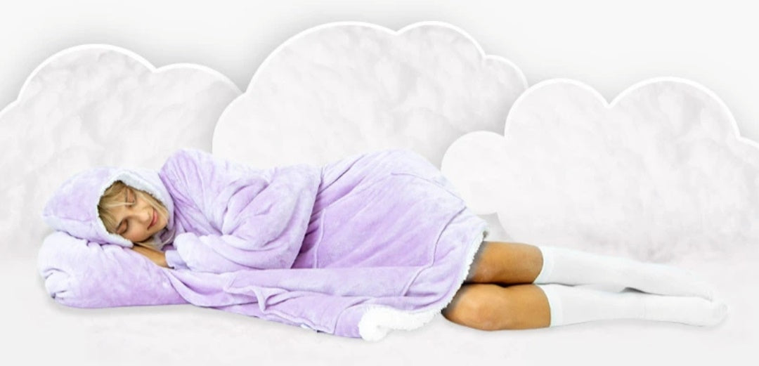 Winter Warm Soft Velour Hoodie Blanket Pocket Big Soft Robe Bathrobe Sweatshirt