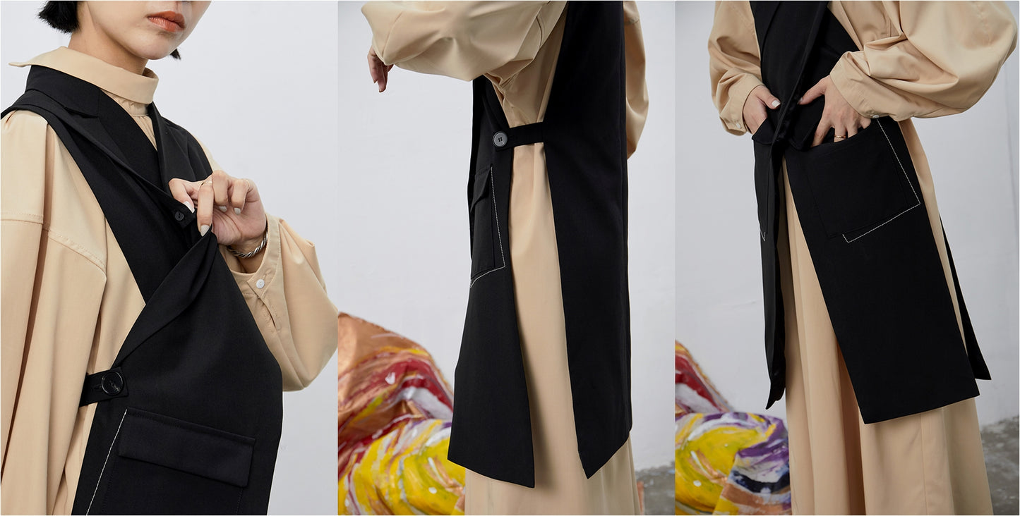 Women's Cross Double-Sided Suit Long Vest