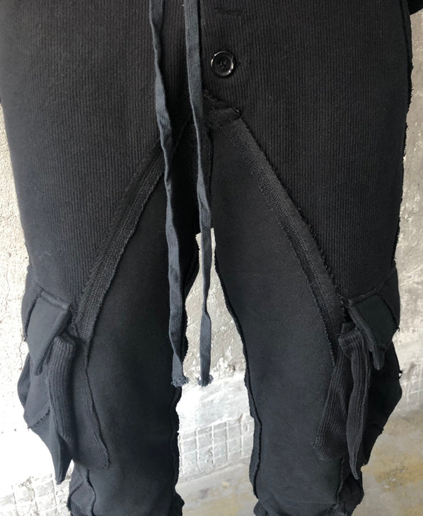 Multi Side Pockets Asymmetric Ripped Look Casual Sweatpant /Jogger