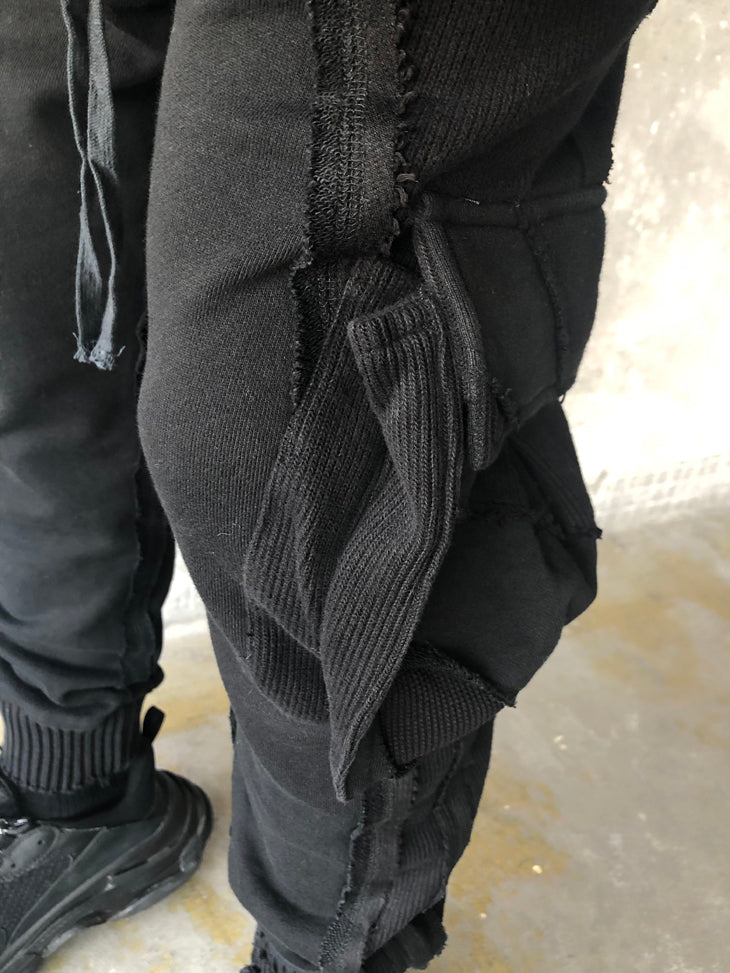 Multi Side Pockets Asymmetric Ripped Look Casual Sweatpant /Jogger