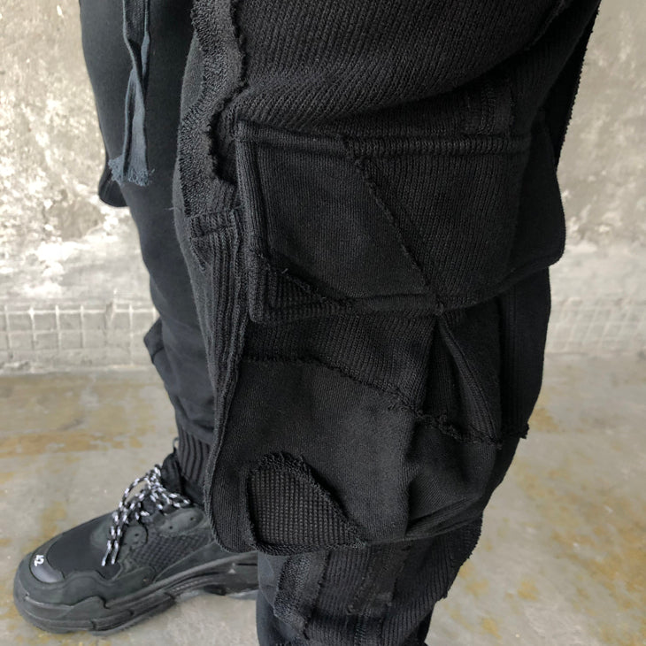 Multi Side Pockets Asymmetric Ripped Look Casual Sweatpant /Jogger