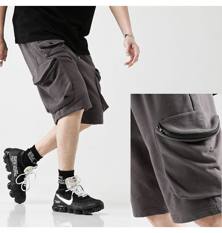 Summer Europe and America Street Hip-hop Loose Multi-Bag Tooling Pocket Pants Shorts / Sports Shorts - Ofelya Boutique