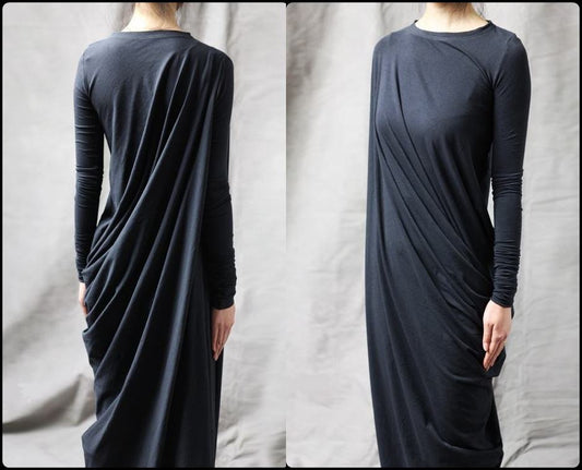 Original Ofelya Design Miracles Asymmetric Stretch Viscose Jersey Cotton Dress - Ofelya Boutique
