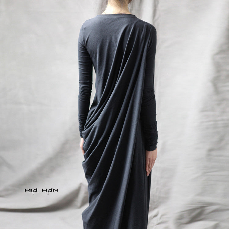 Original Ofelya Design Miracles Asymmetric Stretch Viscose Jersey Cotton Dress - Ofelya Boutique