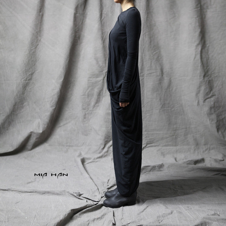 Original Ofelya Design Miracles Asymmetric Stretch Viscose Jersey Cotton Dress - Ofelya Boutique