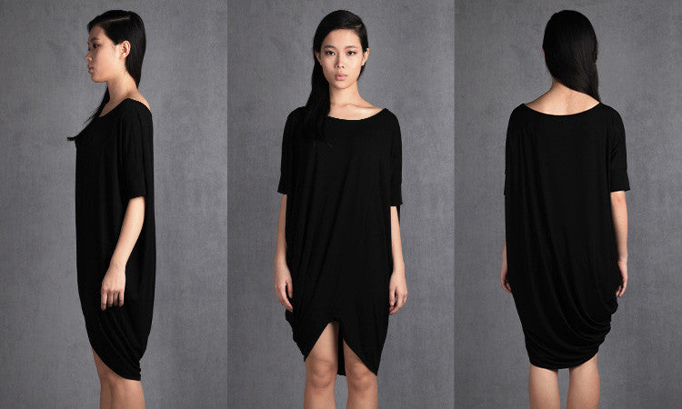 Asymmetric Oversized Twisted Top,Party Long Tunic, Loose TSHIRT -BB515 - Ofelya Boutique