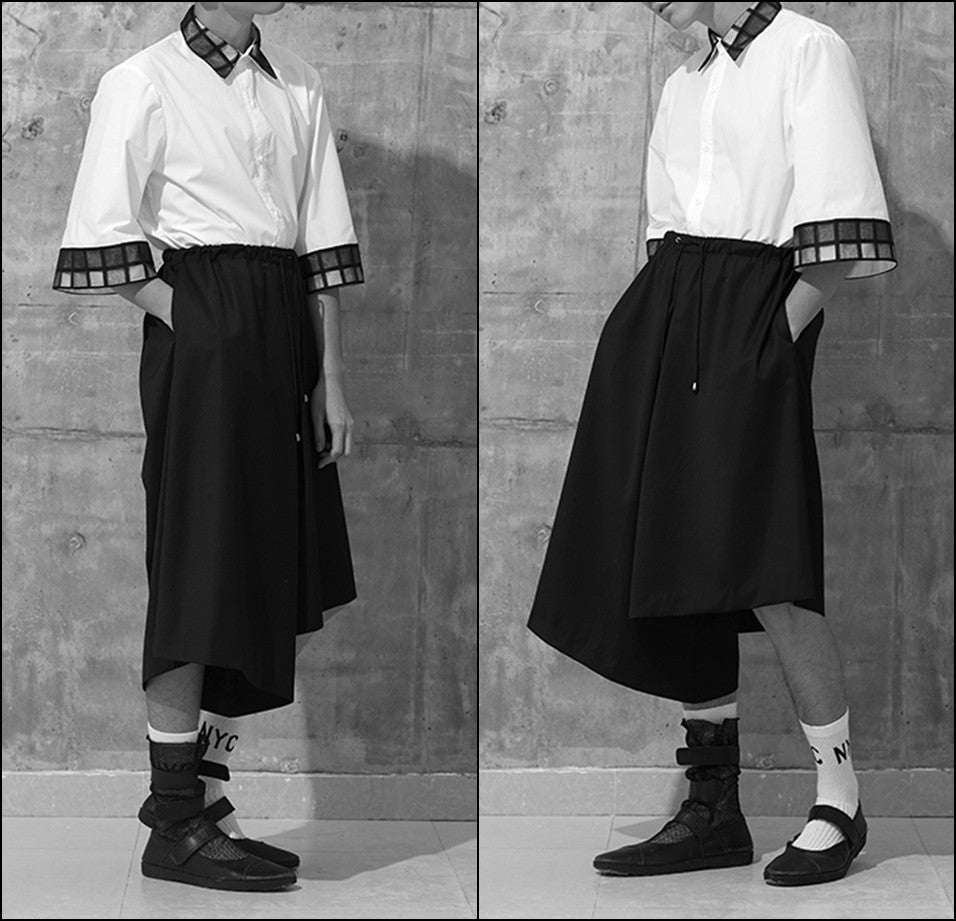 Asymmetric Cut Cotton Deconstructed Silhouette Shorts -BB832 - Ofelya Boutique