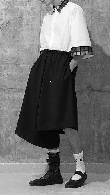 Asymmetric Cut Cotton Deconstructed Silhouette Shorts -BB832 - Ofelya Boutique