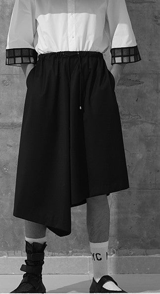 Asymmetric Cut Cotton Deconstructed Silhouette Shorts -BB832 - Ofelya Boutique