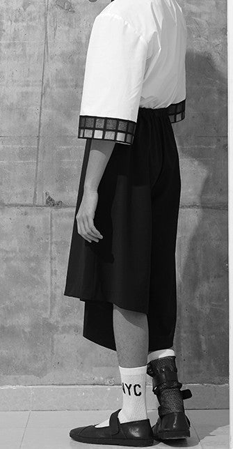 Asymmetric Cut Cotton Deconstructed Silhouette Shorts -BB832 - Ofelya Boutique