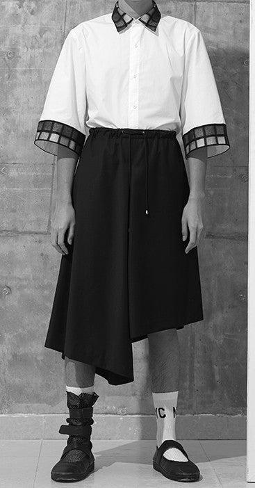 Asymmetric Cut Cotton Deconstructed Silhouette Shorts -BB832 - Ofelya Boutique