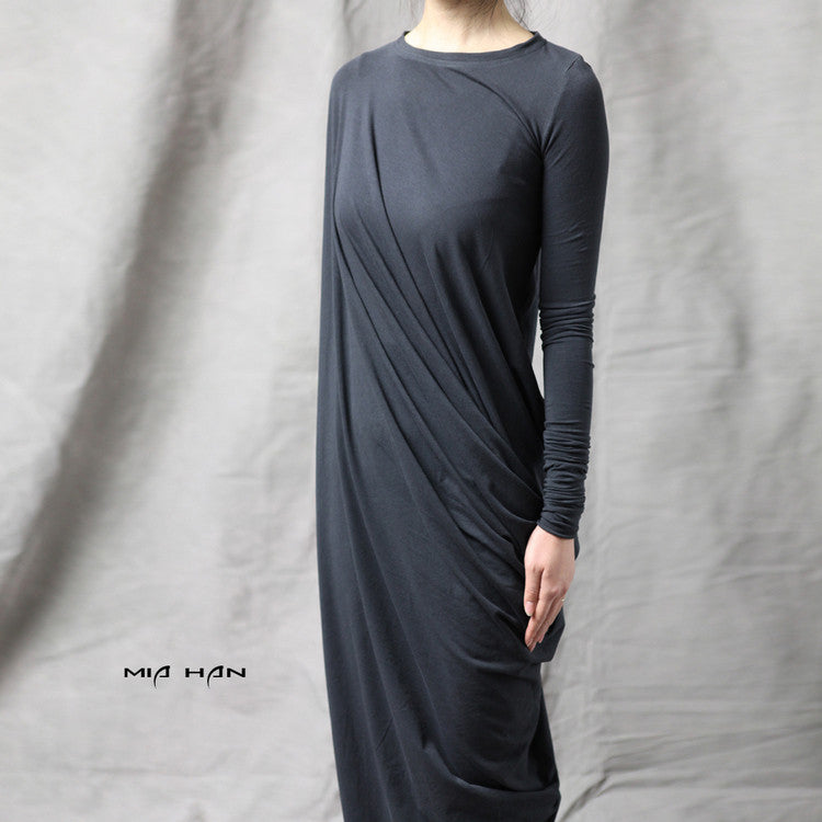 Original Ofelya Design Miracles Asymmetric Stretch Viscose Jersey Cotton Dress - Ofelya Boutique