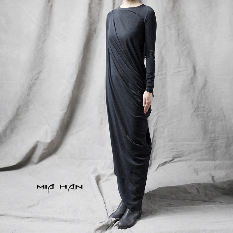 Original Ofelya Design Miracles Asymmetric Stretch Viscose Jersey Cotton Dress - Ofelya Boutique
