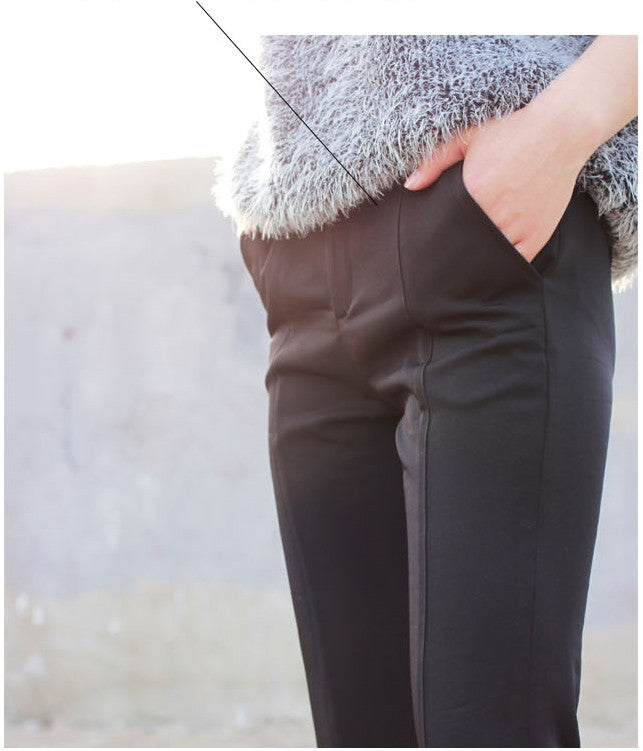 Women's Crepe Trouser Slim Fit Ankle Slit // pencil pants trousers - Ofelya Boutique