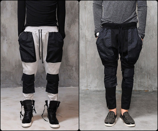 Men Drop Crotch Multi Twill Pocket Cargo Baggy Jogger Pant - Ofelya Boutique