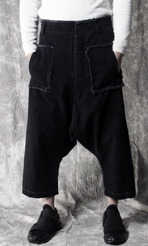 Stretchy Cotton Sarouel Big Front Pocket Drop Croth Pant Trouser - Ofelya Boutique