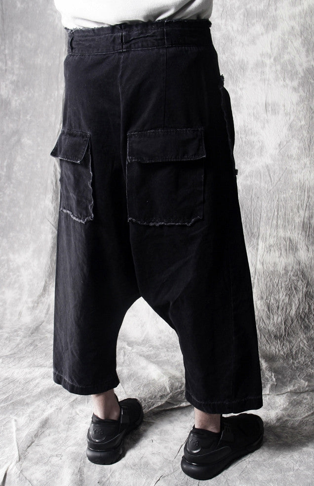 Stretchy Cotton Sarouel Big Front Pocket Drop Croth Pant Trouser - Ofelya Boutique