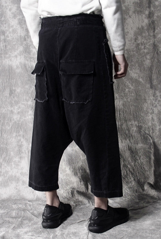 Stretchy Cotton Sarouel Big Front Pocket Drop Croth Pant Trouser - Ofelya Boutique