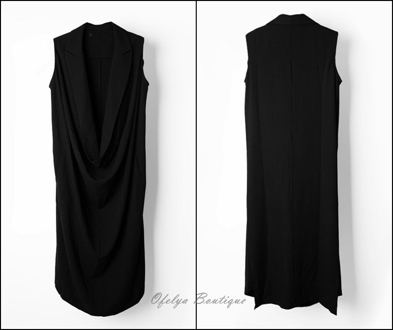 Women Oversize Long Crepe Todd T-shirt Vest Loose Dress - Ofelya Boutique