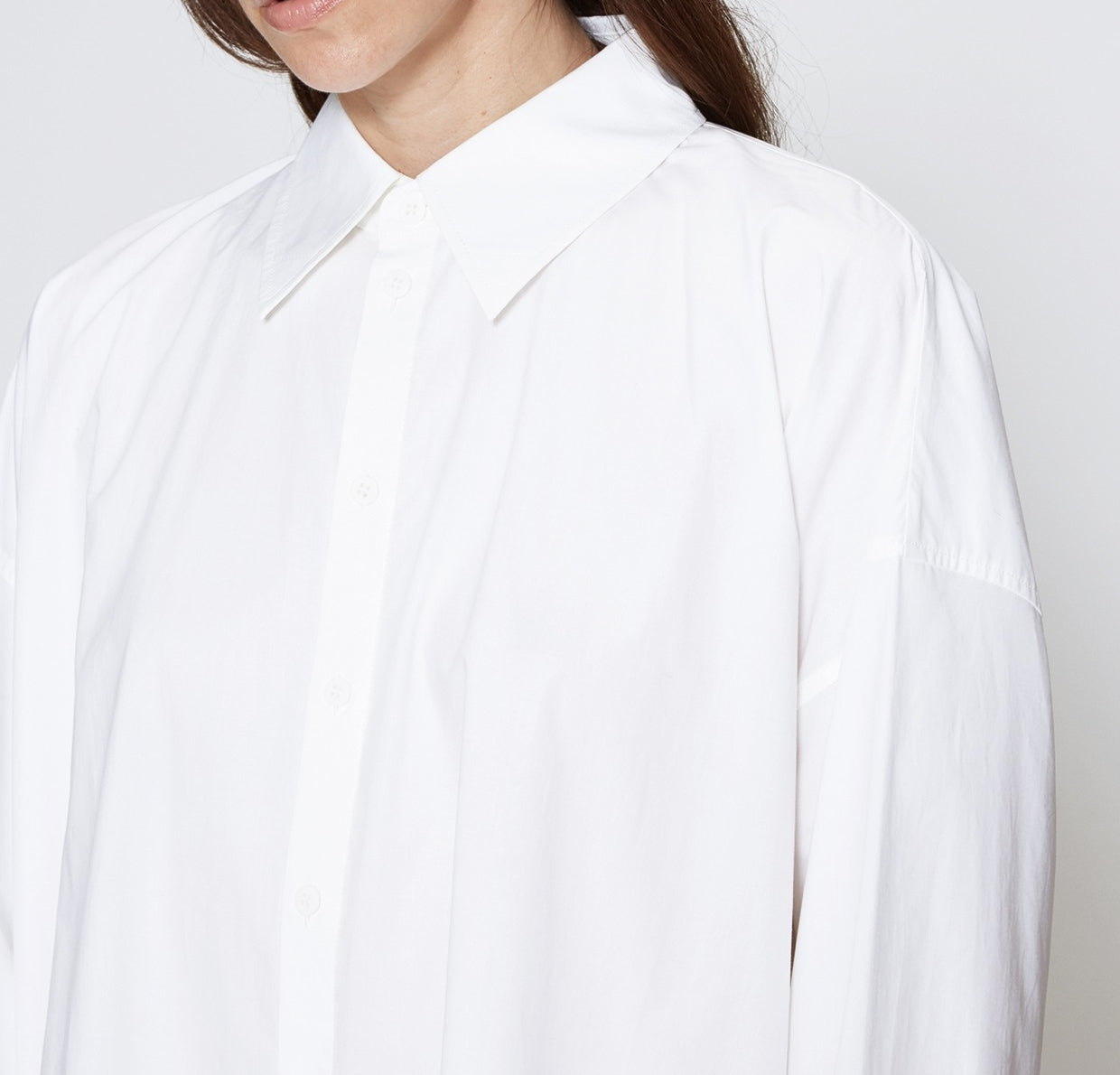 Oversized Shirtdress Black Long Sleeve Poplin / Pointed collar