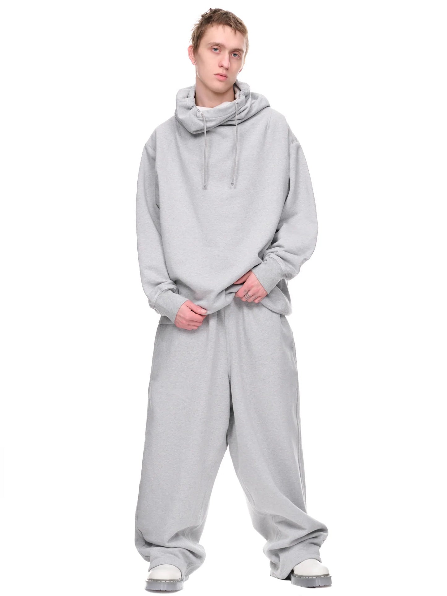 Wide Gathered Collar Sweatshirt / Dropped Elangated Long Sleeve