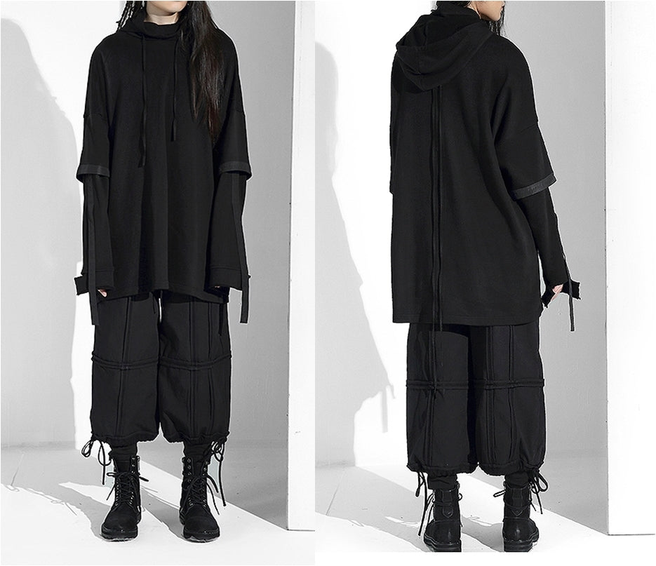 Men's Loose Oversize Overlong Sweater Pocket Hoodie - Ofelya Boutique