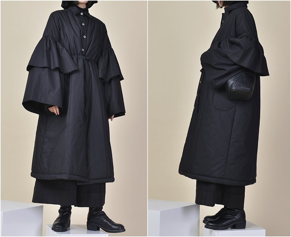 Winter Loose Asymmetric Cut Long Padded Flared Sleeve Kimono Jacket /Japanese