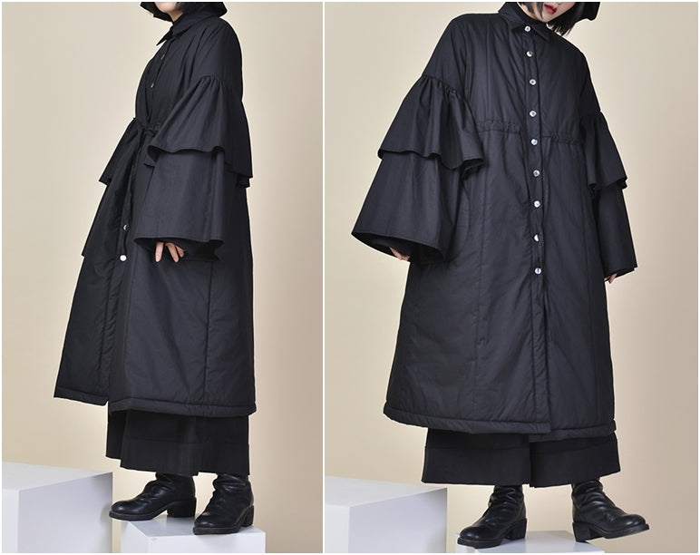 Winter Loose Asymmetric Cut Long Padded Flared Sleeve Kimono Jacket /Japanese
