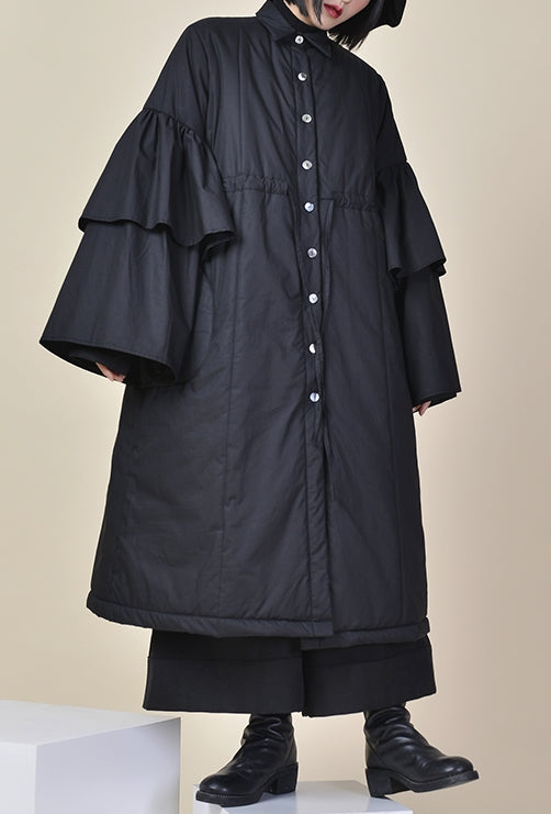 Winter Loose Asymmetric Cut Long Padded Flared Sleeve Kimono Jacket /Japanese
