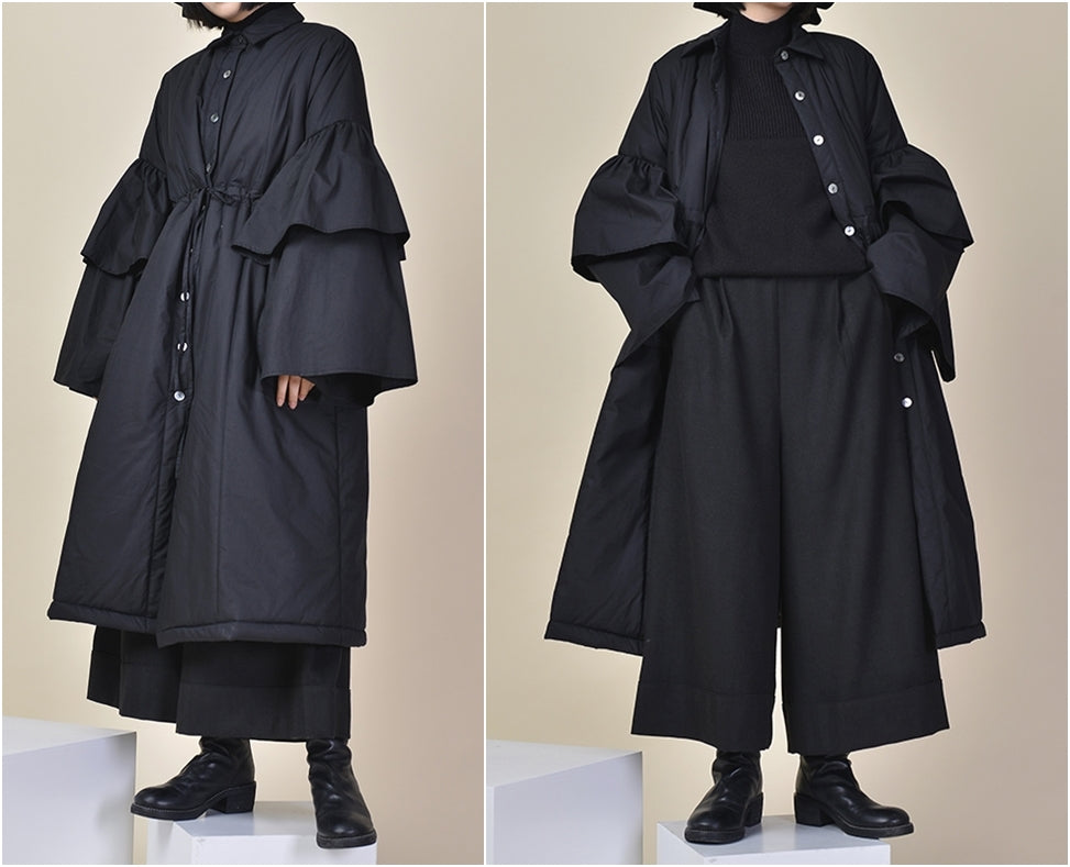 Winter Loose Asymmetric Cut Long Padded Flared Sleeve Kimono Jacket /Japanese