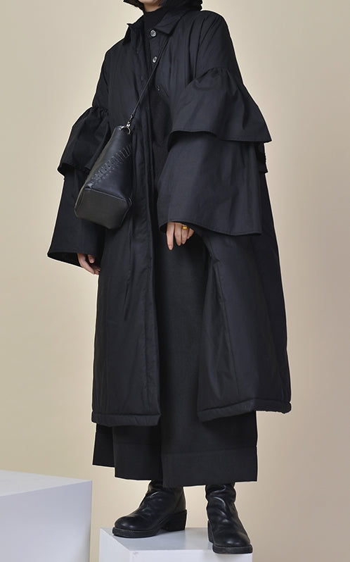 Winter Loose Asymmetric Cut Long Padded Flared Sleeve Kimono Jacket /Japanese