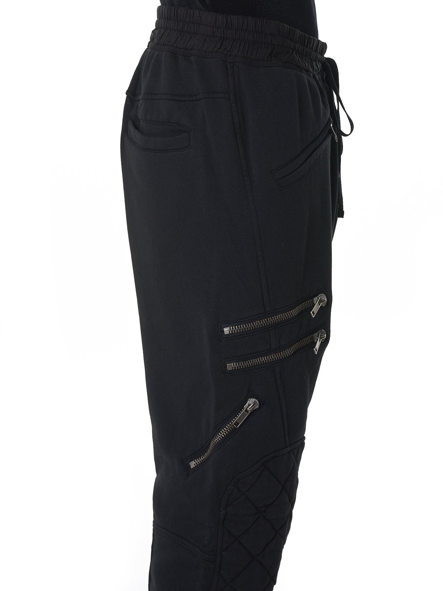Men Biker Zip Jogger / Elastic Waistband / Zip Leg Pockets