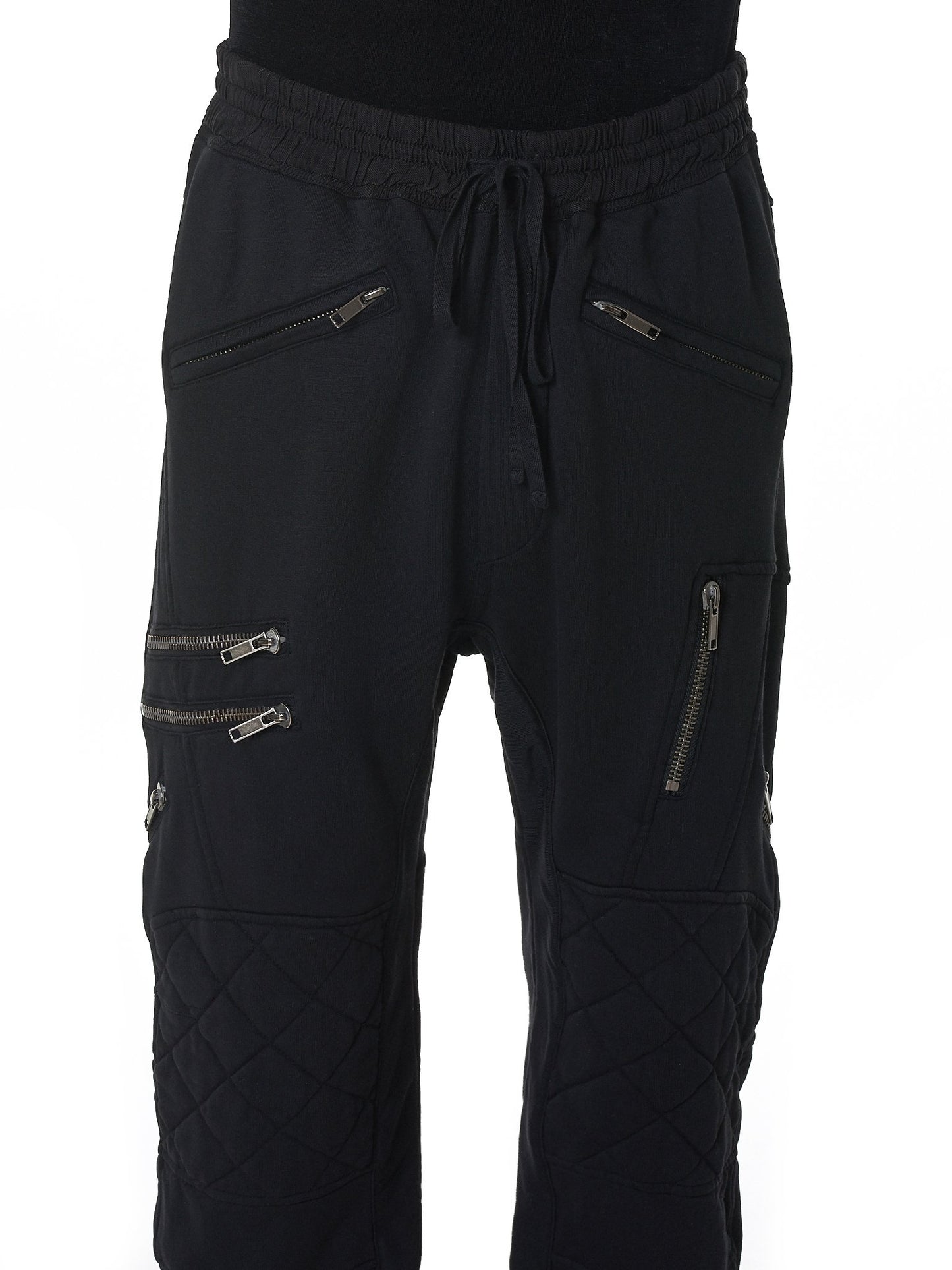 Men Biker Zip Jogger / Elastic Waistband / Zip Leg Pockets