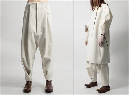 Futuristic Woolen Trousers / Drop Crotch Harem-Big Carrot Pant