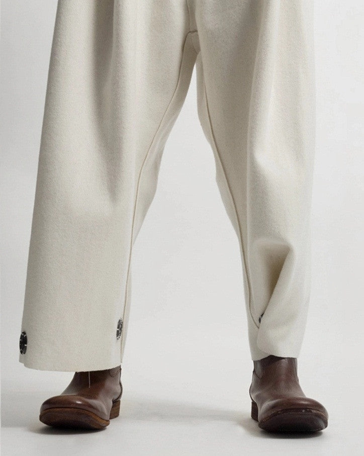 Futuristic Woolen Trousers / Drop Crotch Harem-Big Carrot Pant - Ofelya Boutique