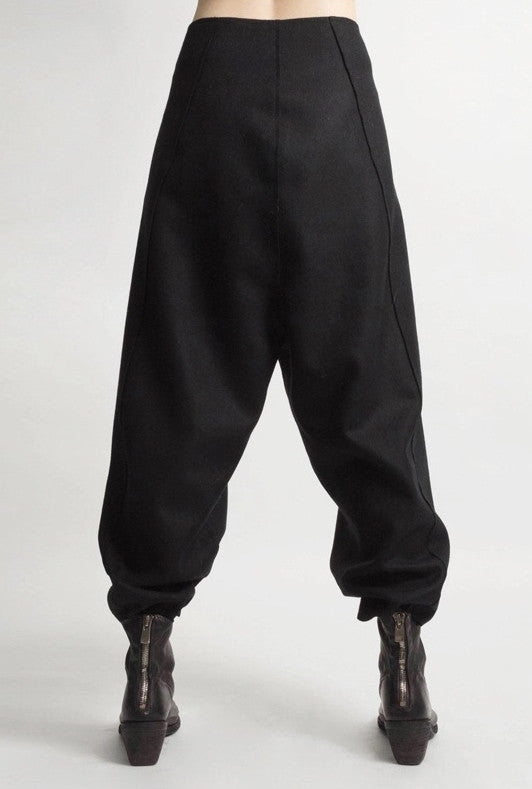 Futuristic Woolen Trousers / Drop Crotch Harem-Big Carrot Pant