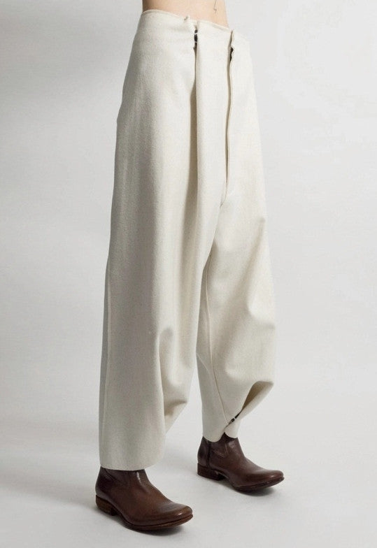 Futuristic Woolen Trousers / Drop Crotch Harem-Big Carrot Pant - Ofelya Boutique