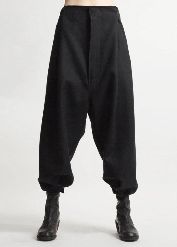 Futuristic Woolen Trousers / Drop Crotch Harem-Big Carrot Pant - Ofelya Boutique