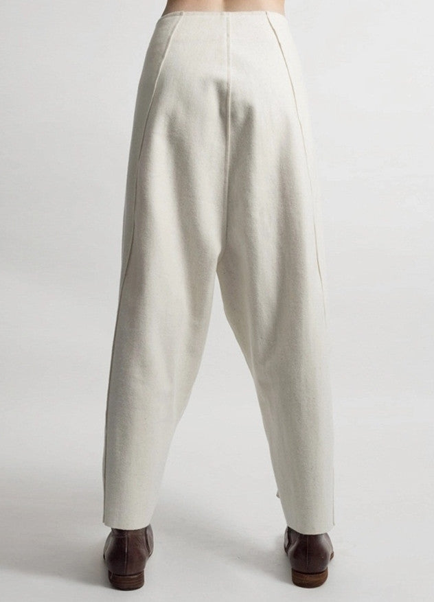Futuristic Woolen Trousers / Drop Crotch Harem-Big Carrot Pant