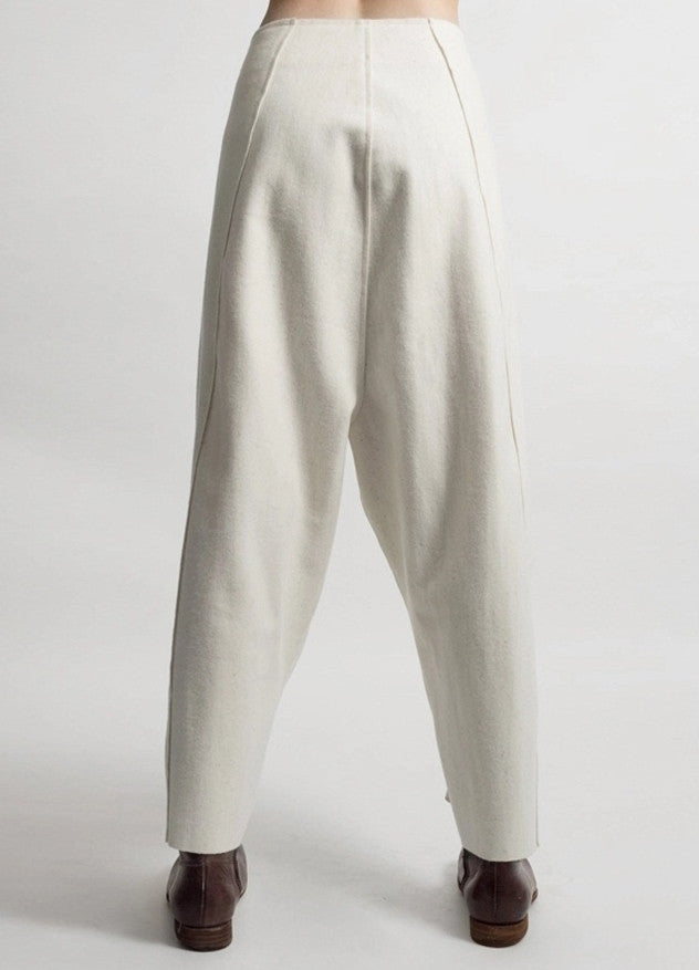 Futuristic Woolen Trousers / Drop Crotch Harem-Big Carrot Pant - Ofelya Boutique