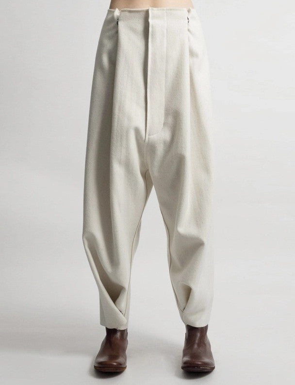 Futuristic Woolen Trousers / Drop Crotch Harem-Big Carrot Pant - Ofelya Boutique