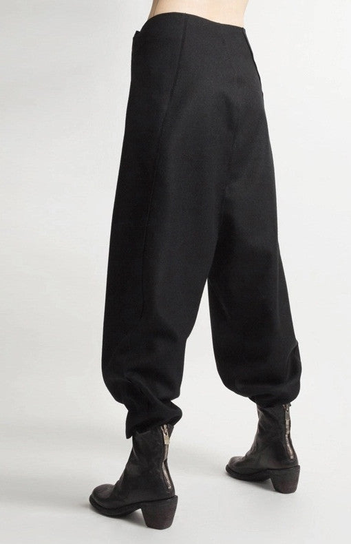 Futuristic Woolen Trousers / Drop Crotch Harem-Big Carrot Pant - Ofelya Boutique