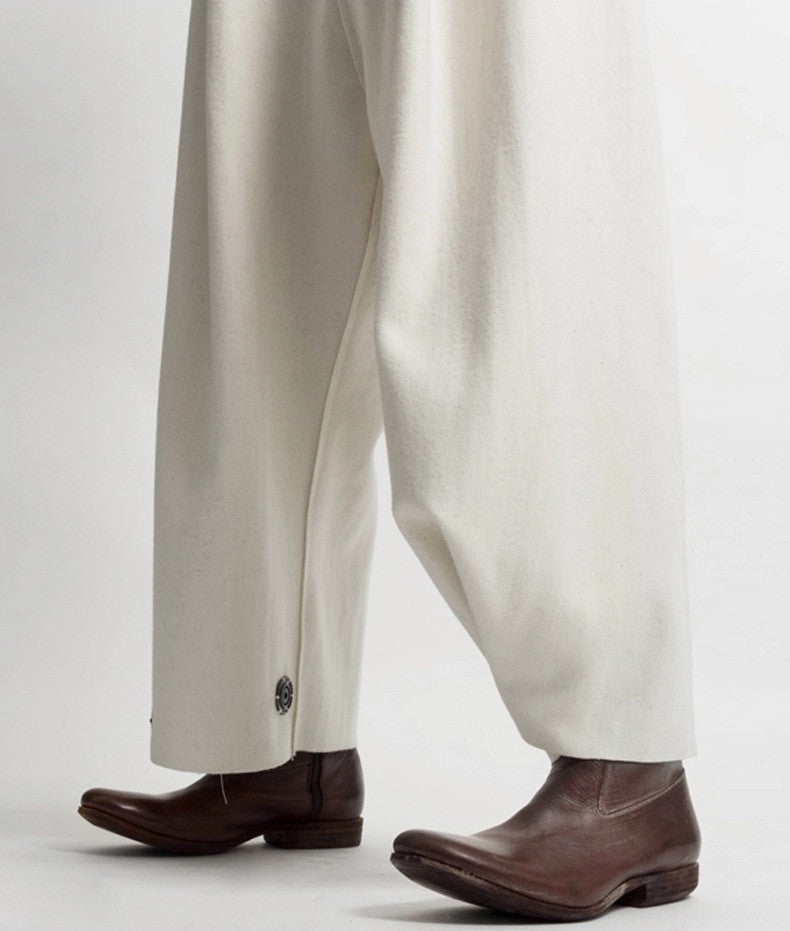 Futuristic Woolen Trousers / Drop Crotch Harem-Big Carrot Pant - Ofelya Boutique