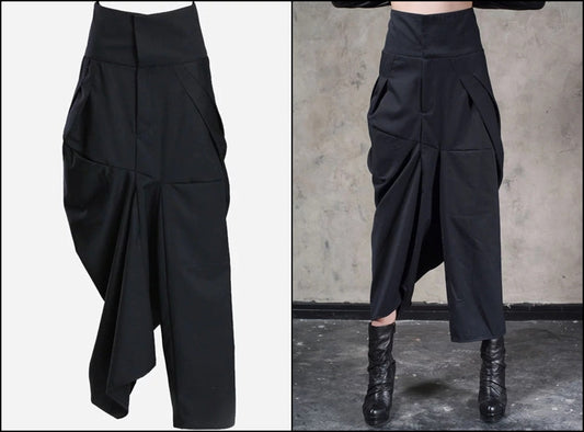 Original Design High Waist Wide Leg Culottes Big Crotch Harem Pants - Ofelya Boutique