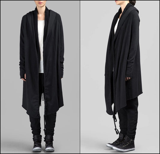 Asymmetric Long Cut GLOVES SLEEVES Loose Cardigan Shawl Collar -BB122 - Ofelya Boutique