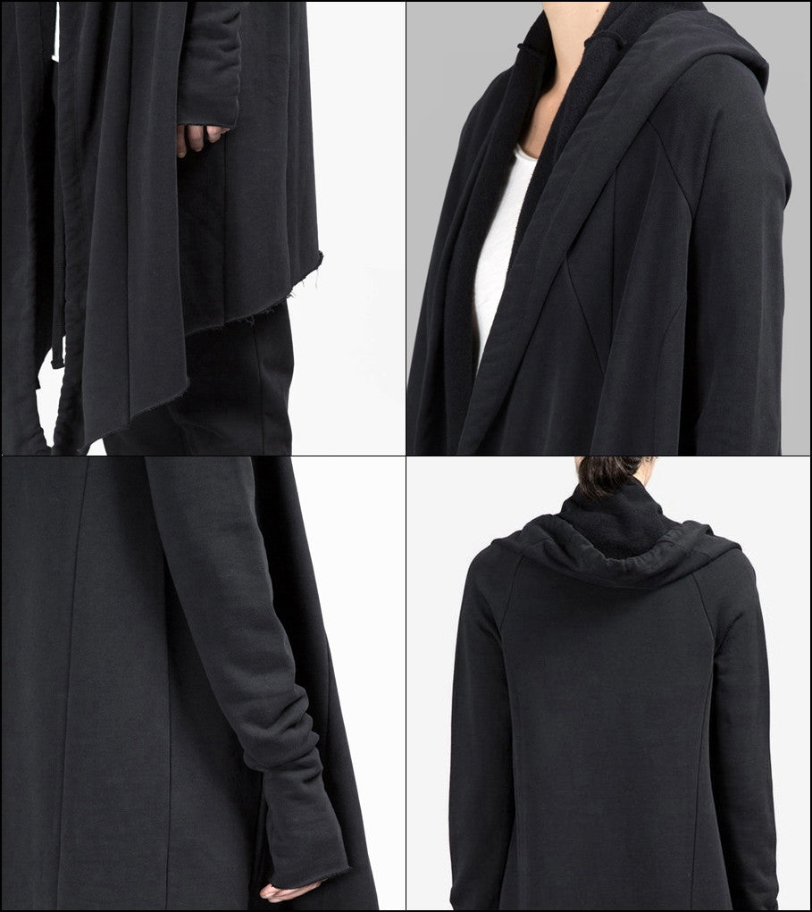 Asymmetric Long Cut GLOVES SLEEVES Loose Cardigan Shawl Collar -BB122 - Ofelya Boutique