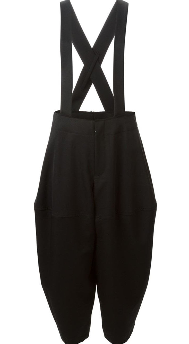 Wide Leg Suspender Trousers // Strap Detail Trousers Jumpsuit - Ofelya Boutique