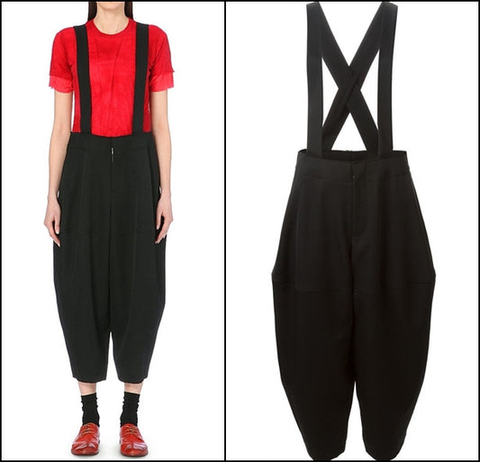 Wide Leg Suspender Trousers // Strap Detail Trousers Jumpsuit - Ofelya Boutique